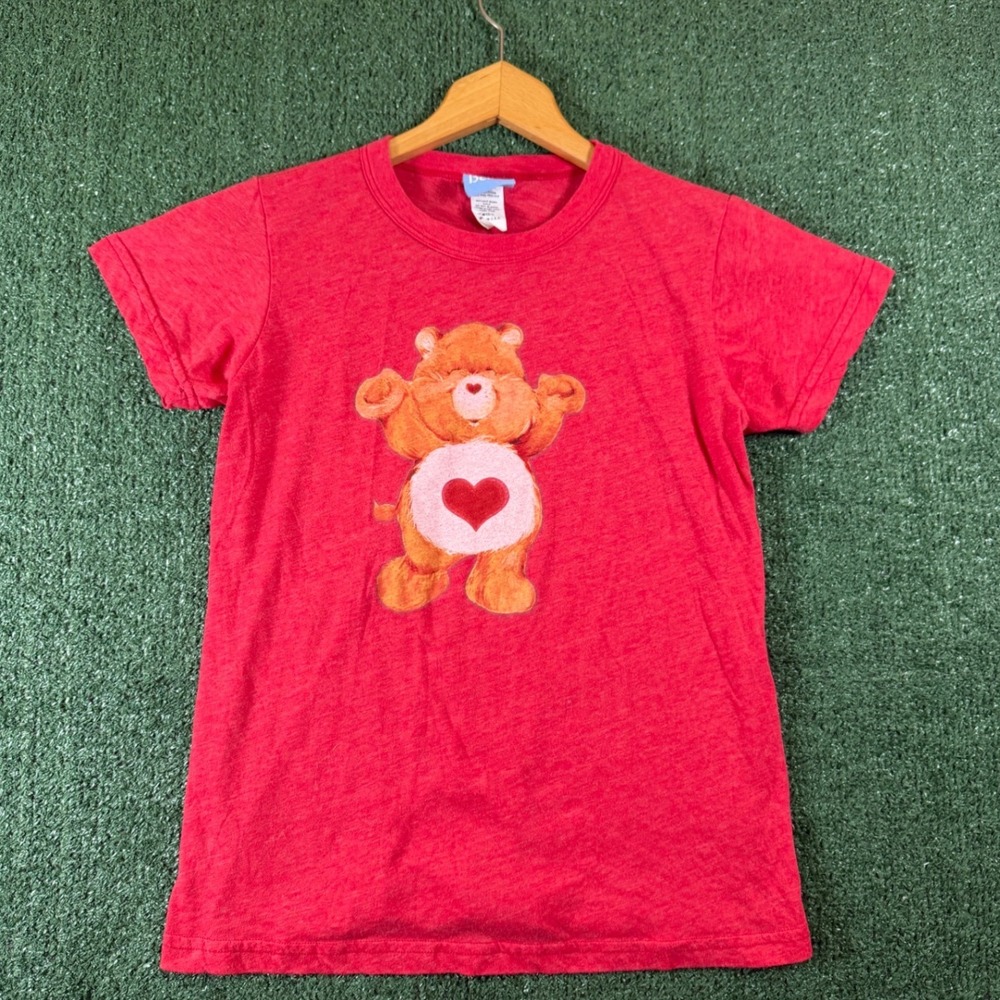 Y2K Care Bears Graphic T-Shirt Women Large Red Good Spread The Love Short Sleeve